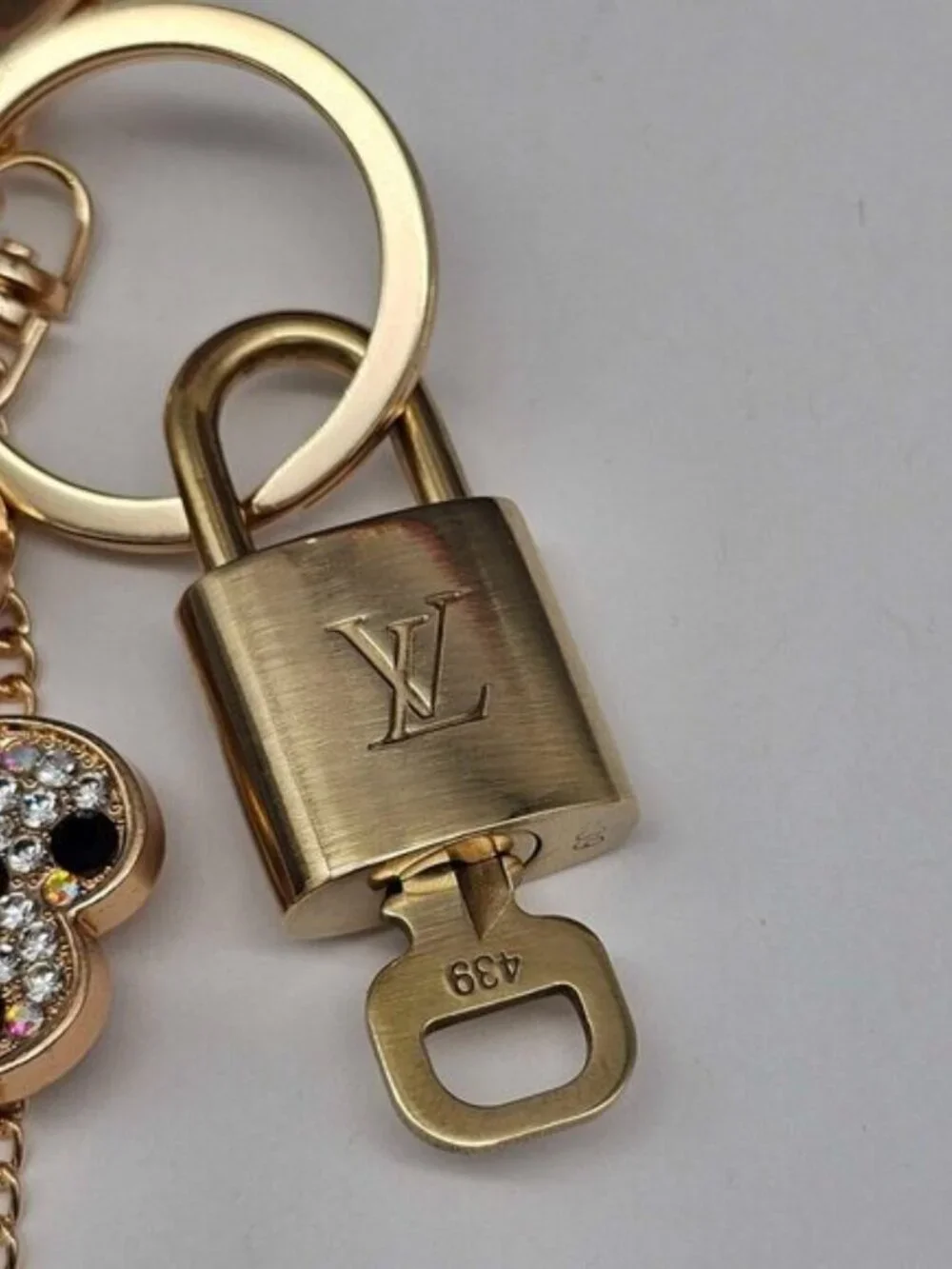 LV Gold Padlock 🔑 Authentic Louis Vuitton Charm + Unbranded Flower Keychain